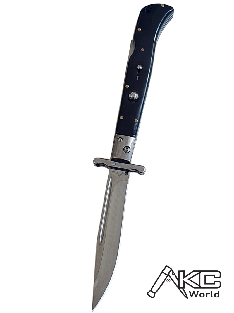AKC 11 Italian Roma Swinguard Automatic Knife - Black (4.62 Polished)