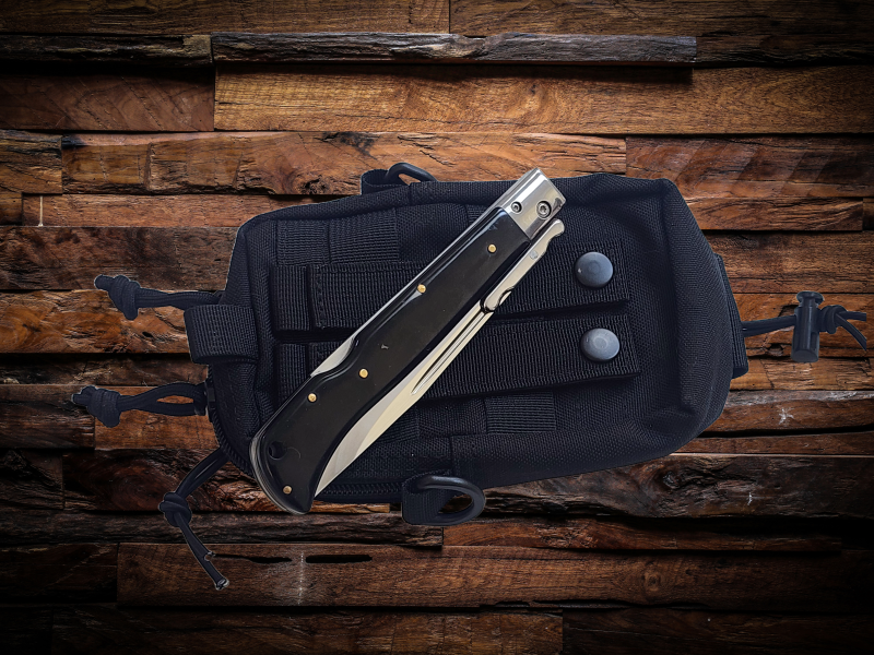 AKC 11 Italian Roma Swinguard Automatic Knife - Black (4.62 Polished)