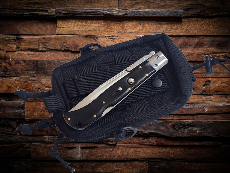 AKC 11 Italian Roma Swinguard Automatic Knife - Black (4.62 Polished)