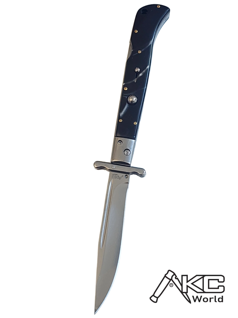 AKC 11 Italian Roma Swinguard Automatic Knife - Ebony Swirl (4.62 Polished)