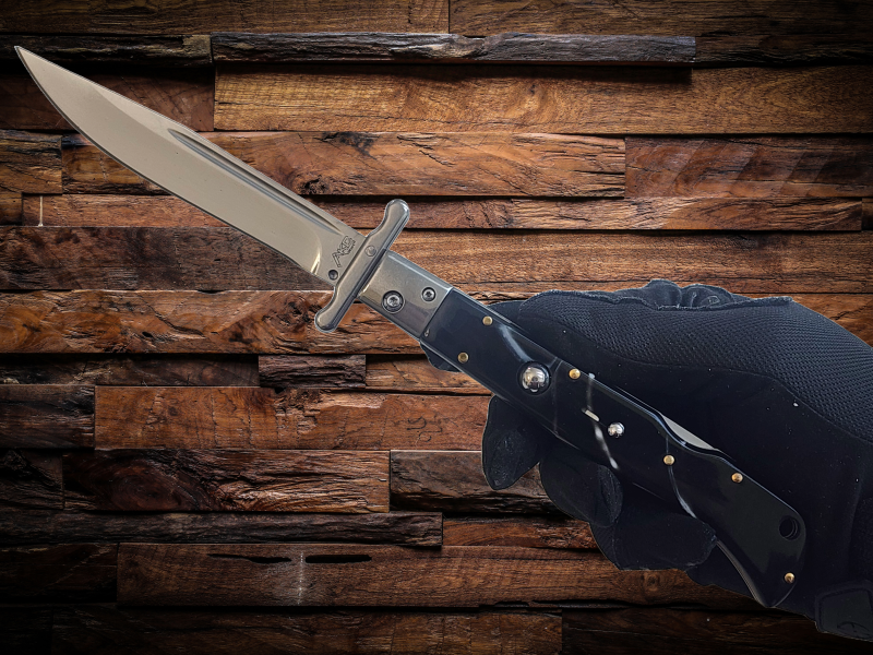 AKC 11 Italian Roma Swinguard Automatic Knife - Ebony Swirl (4.62 Polished)