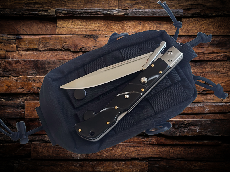 AKC 11 Italian Roma Swinguard Automatic Knife - Ebony Swirl (4.62 Polished)