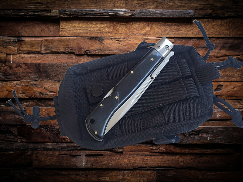AKC 11 Italian Roma Swinguard Automatic Knife - Ebony Swirl (4.62 Polished)