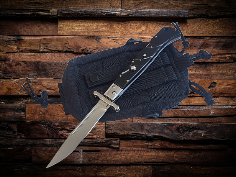AKC 11 Italian Roma Swinguard Automatic Knife - Ebony Swirl (4.62 Polished)