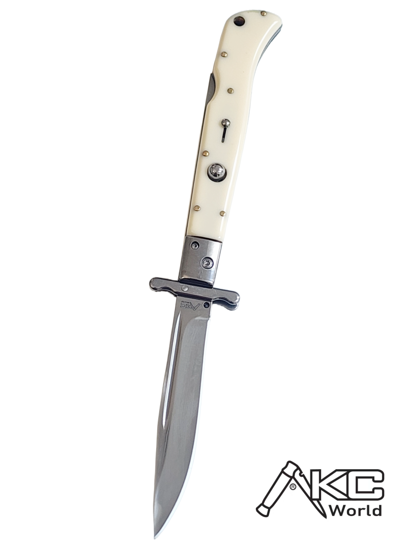 AKC 11 Italian Roma Swinguard Automatic Knife - Ivory (4.62 Polished)