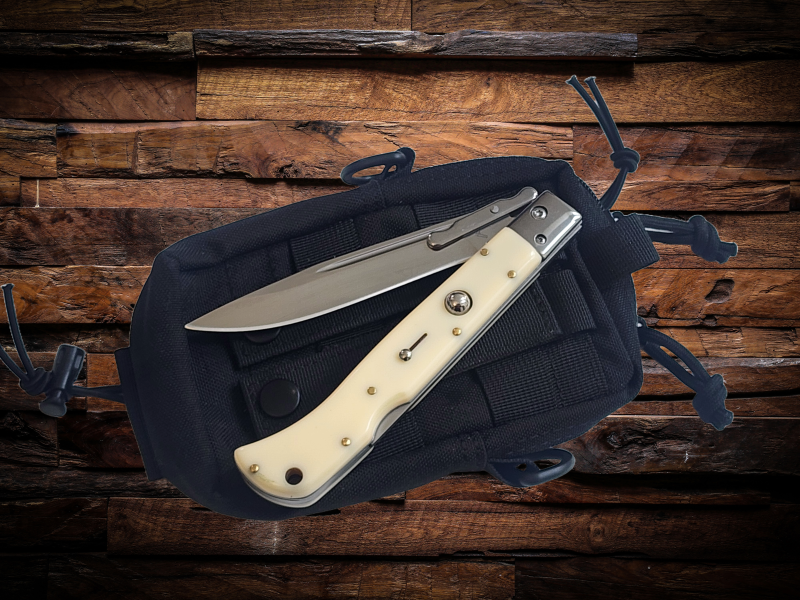 AKC 11 Italian Roma Swinguard Automatic Knife - Ivory (4.62 Polished)