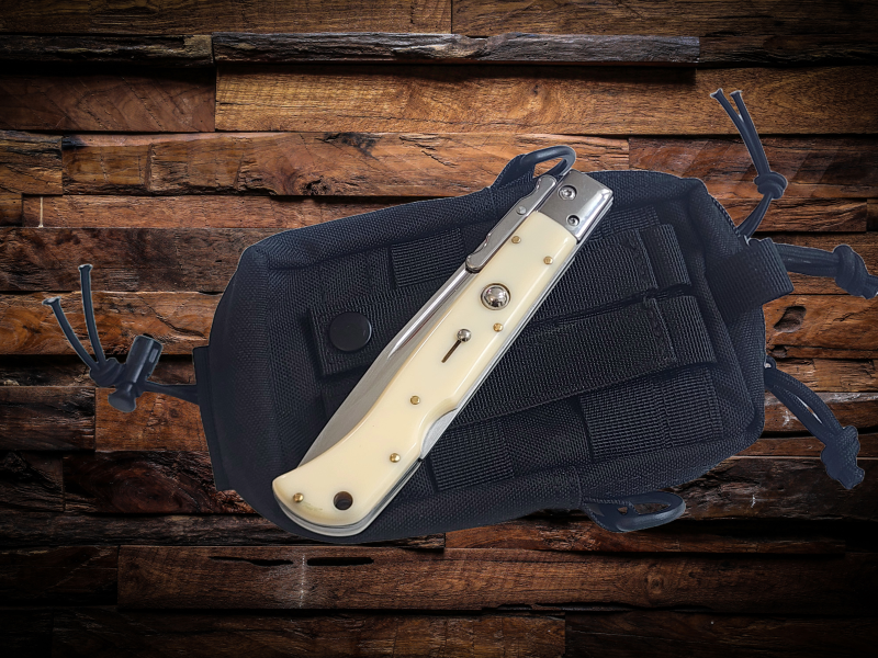 AKC 11 Italian Roma Swinguard Automatic Knife - Ivory (4.62 Polished)