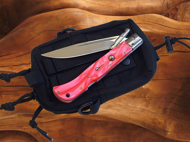 AKC 11 Italian Roma Swinguard Automatic Knife - Orange Pearl (4.62 Polished)