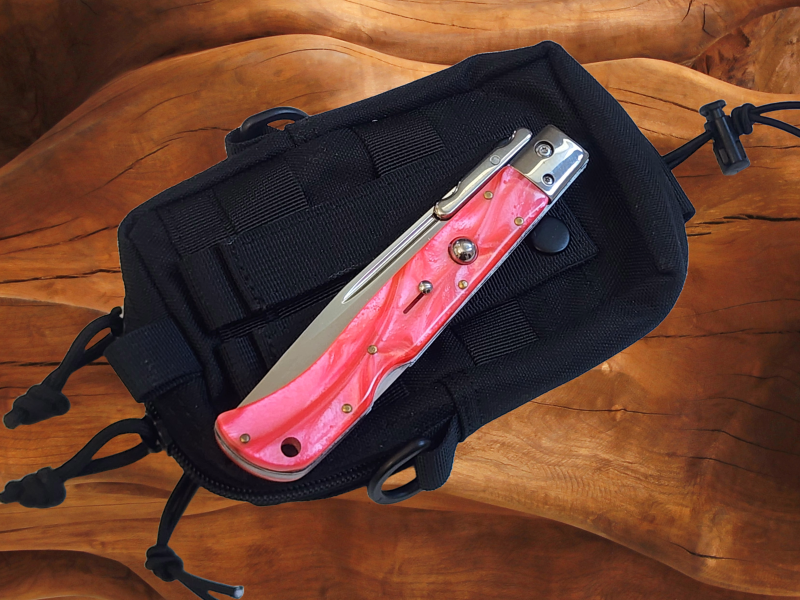 AKC 11 Italian Roma Swinguard Automatic Knife - Orange Pearl (4.62 Polished)