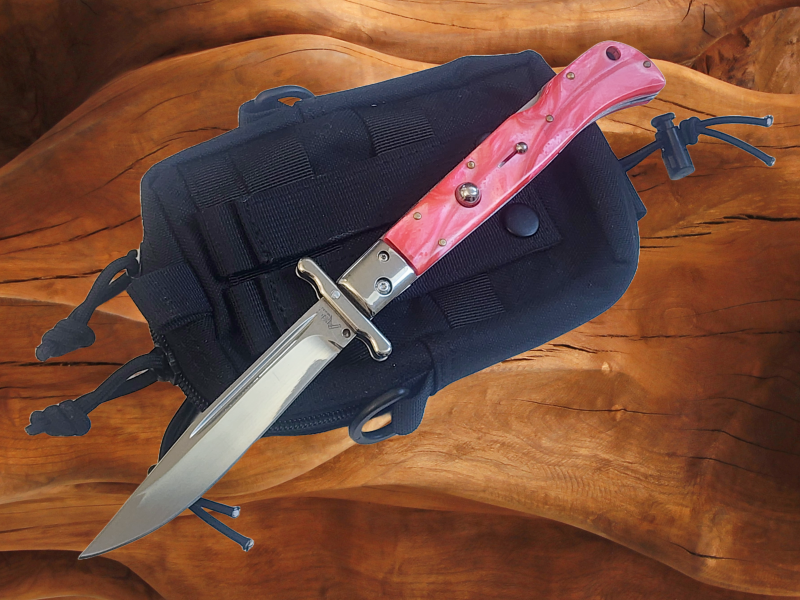AKC 11 Italian Roma Swinguard Automatic Knife - Orange Pearl (4.62 Polished)