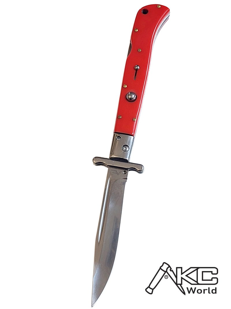 AKC 11 Italian Roma Swinguard Automatic Knife - Red (4.62 Polished)
