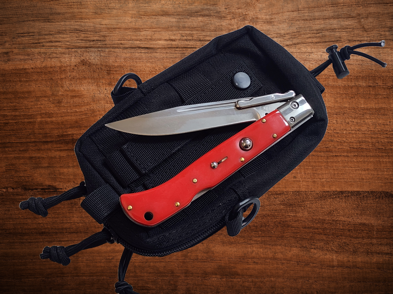 AKC 11 Italian Roma Swinguard Automatic Knife - Red (4.62 Polished)