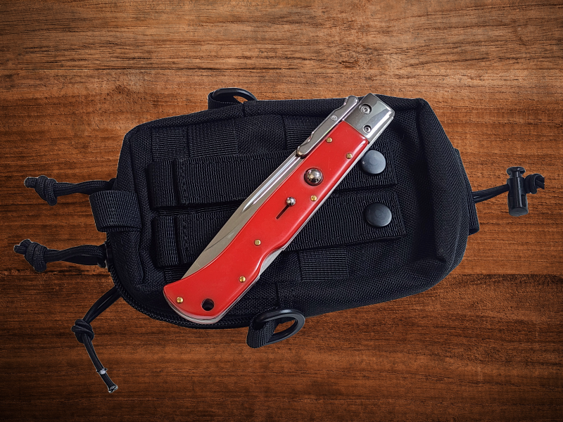 AKC 11 Italian Roma Swinguard Automatic Knife - Red (4.62 Polished)