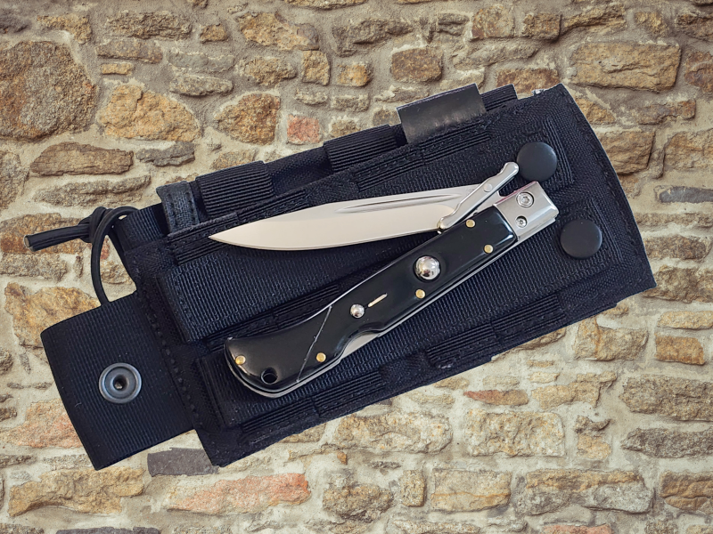 AKC 9 Italian Roma Swinguard Automatic Knife - Ebony Swirl (3.75 Polished)