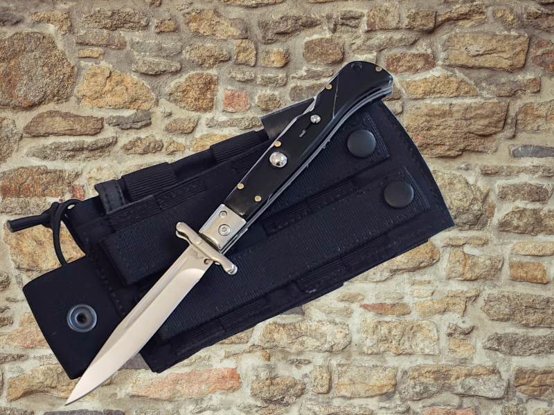 AKC 9 Italian Roma Swinguard Automatic Knife - Ebony Swirl (3.75 Polished)