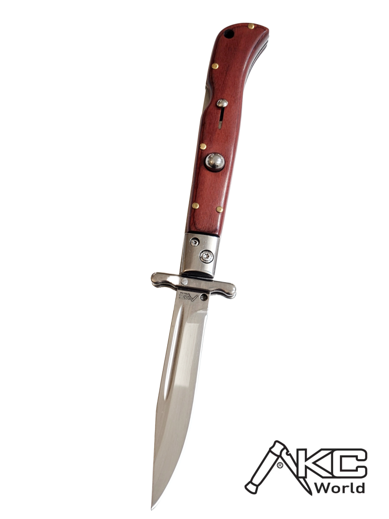 AKC 9 Italian Roma Swinguard Automatic Knife - Red Pakka Wood (3.75 Polished)