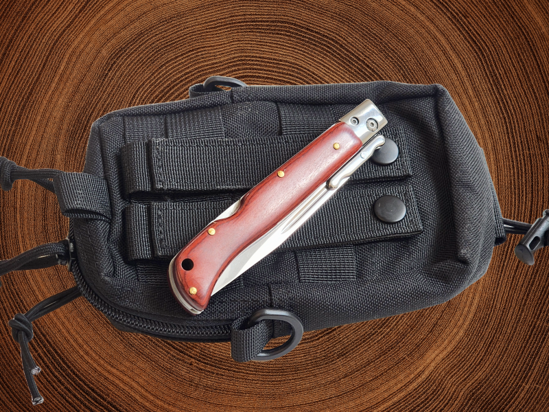 AKC 9 Italian Roma Swinguard Automatic Knife - Red Pakka Wood (3.75 Polished)