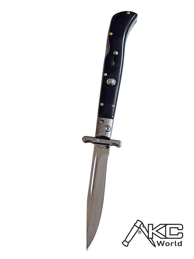 AKC 9 Italian Roma Swinguard Automatic Knife - Black (3.75 Polished)