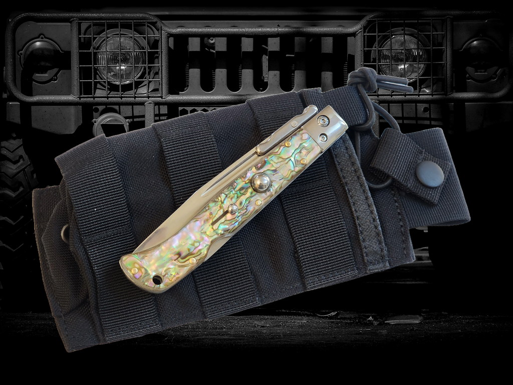 AKC 9 Italian Roma Swinguard Automatic Knife - Abalone (3.75 Polished)
