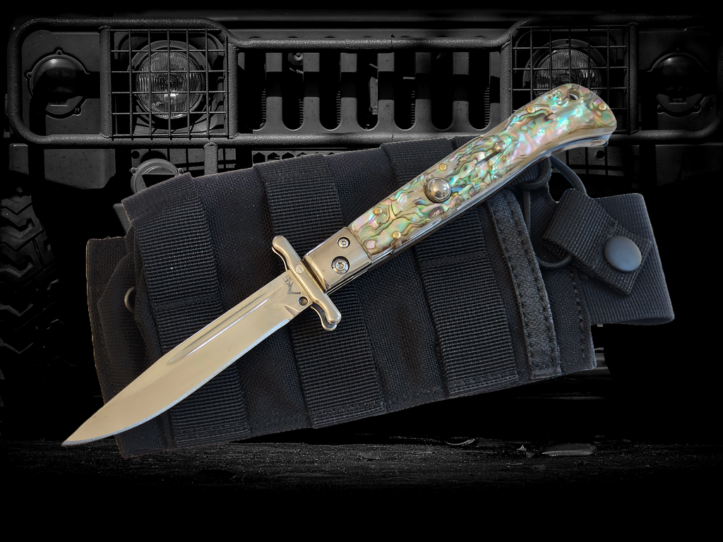 AKC 9 Italian Roma Swinguard Automatic Knife - Abalone (3.75 Polished)