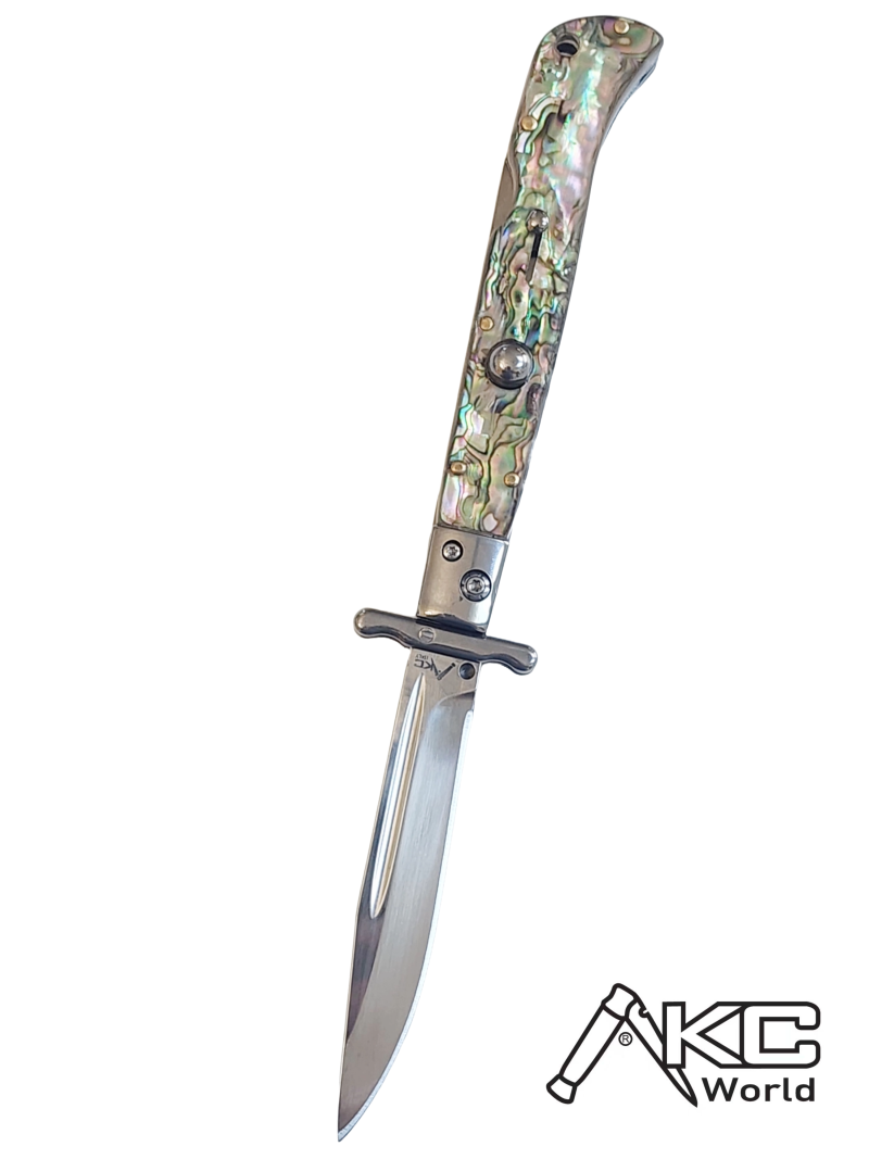 AKC 9 Italian Roma Swinguard Automatic Knife - Abalone (3.75 Polished)