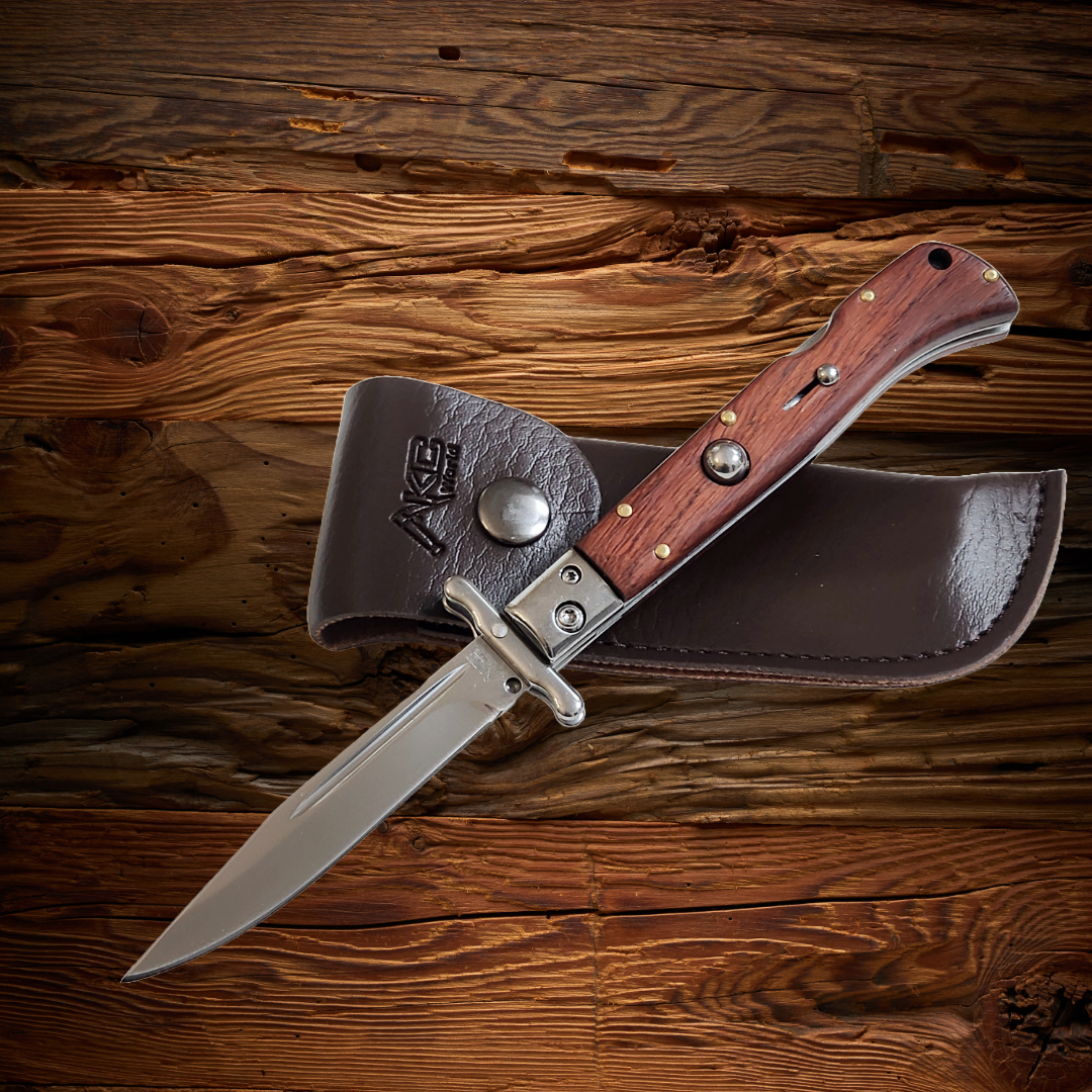 AKC 9 Italian Roma Swinguard Switchblade - Wood (3.75 Polished)