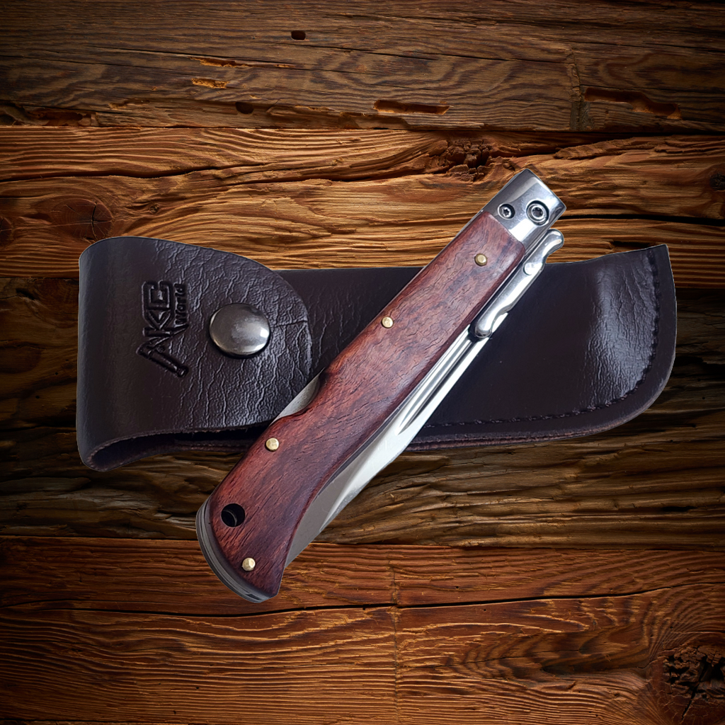 AKC 9 Italian Roma Swinguard Switchblade - Wood (3.75 Polished)