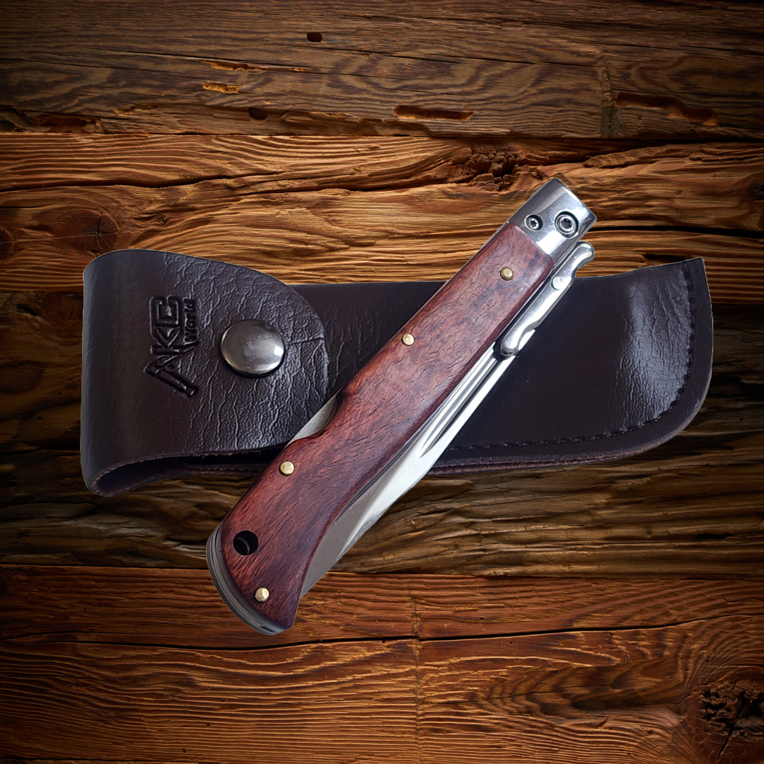 AKC 9 Italian Roma Swinguard Switchblade - Wood (3.75 Polished)
