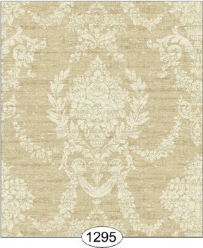 Damask, Woven Beige, Wallpaper