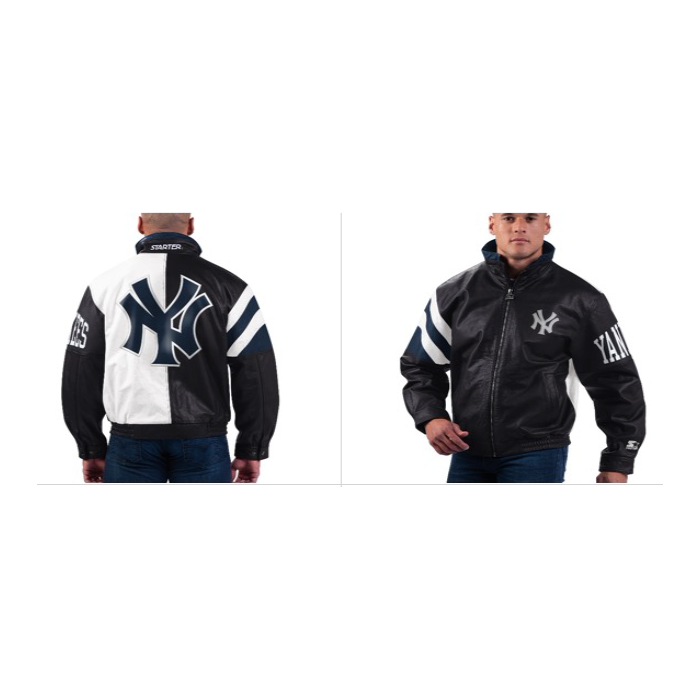 Starter Men's New York Yankees Leather Full-Zip Jacket